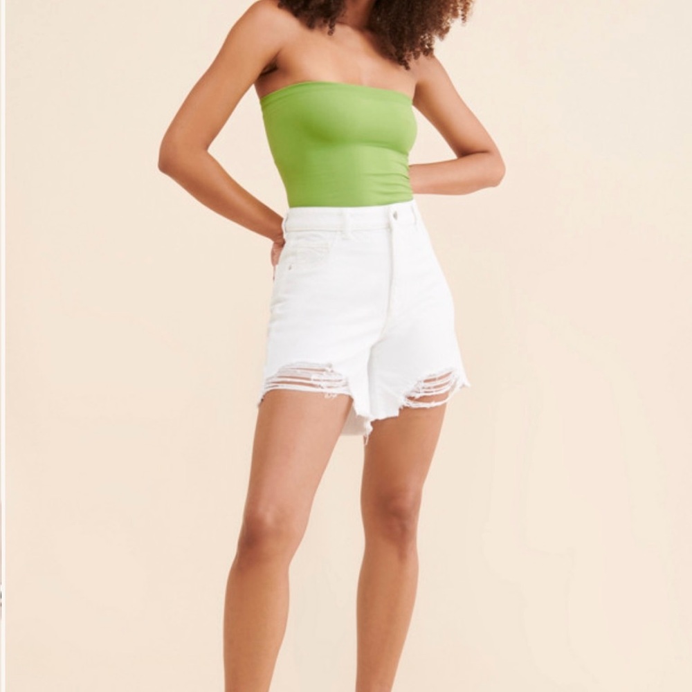 DL1961 White Distressed Jean Shorts